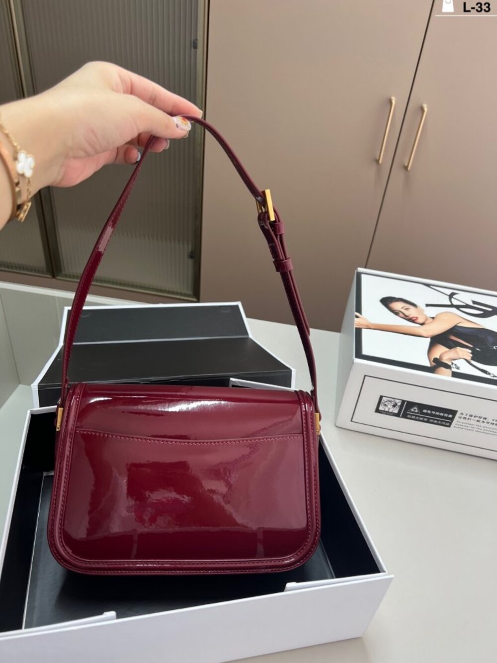 ✨Yves Saint Laurent✨ red leather single-shoulder bag 24×13cm - Picture 5 of 9